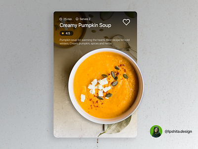 Pumpkin Soup Recipe Food Card app branding design food recipe ui uidesign user interface ux web website