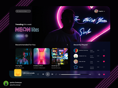 Neon Music Player app dailyui design music music player player ui uidesign user interface web webdesign website
