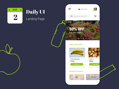 Day3 Landing Page app branding dailyui dailyui003 dailyuichallenge design ui uidesign user interface ux vegetables web webdesign