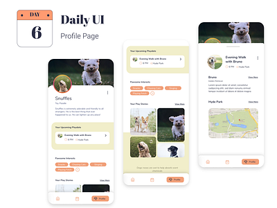🐶 Daily UI: Day 6 🐶 To make a profile page app branding dailyui date design dogs illustration mobile app pets ui uidesign user interface ux ux design web webdesign website