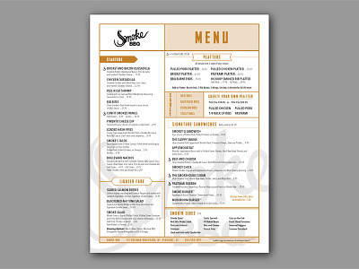 Smoke BBQ Menu bbq bbq menu branding design layout menu menu design print restaurant