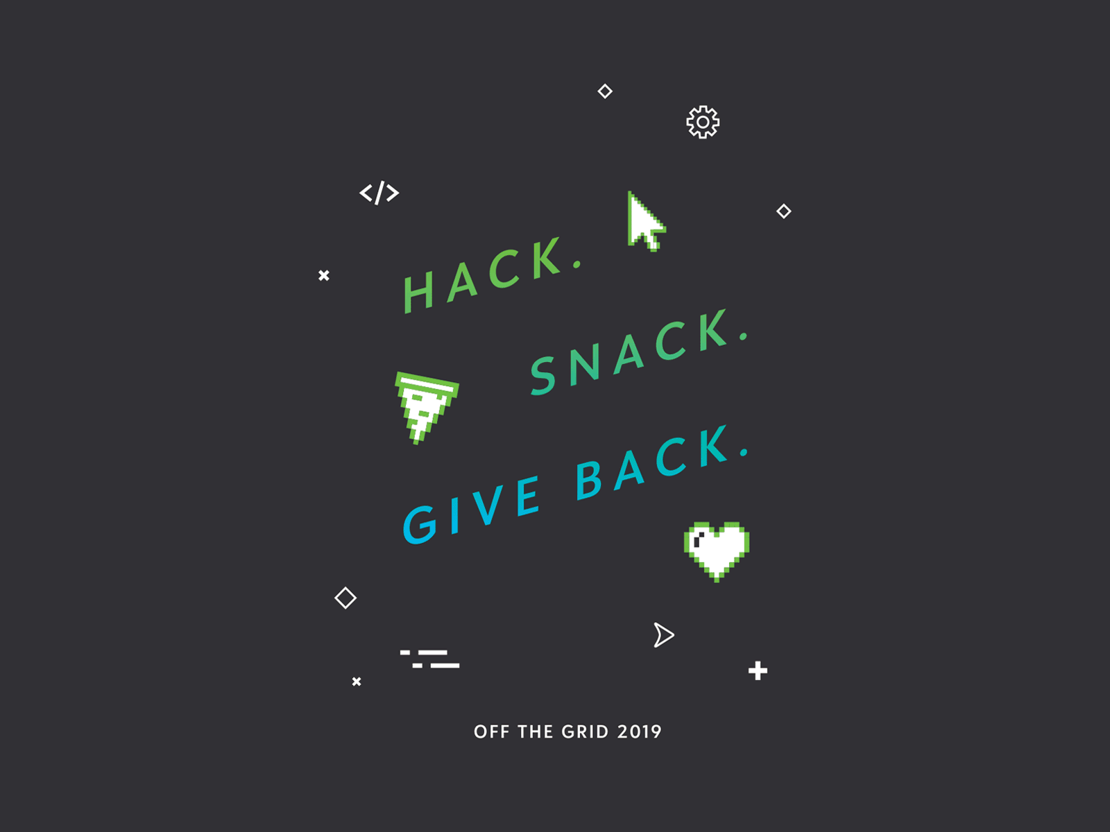Off the Grid 2019 Tee blackbaud corporate corporate design event gif give back hack hack day hackathon icons it programmer rdo shirt shirt design snack tshirt tshirt design web web icons