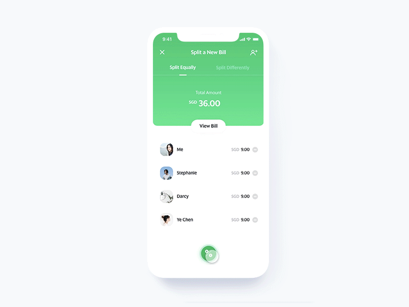 Grab App Redesign - 'Split the Bill' Animation finance grab grabapp interaction uiux