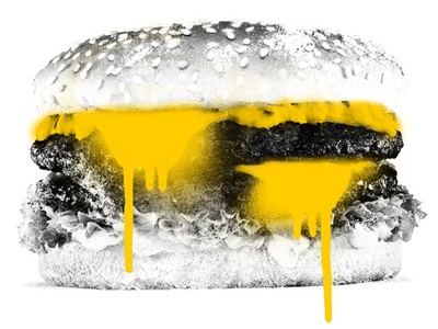 Cheese Spray burger fast food spray paint street art