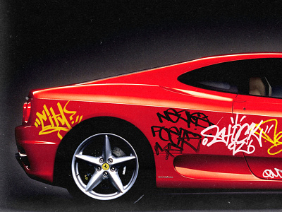 Ferrari bombing cars ferrari ghetto graffiti poster print spray paint tags vandal