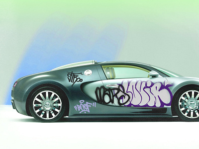 Bugatti bombing bugatti cars ghetto graffiti luxury poster print spray paint tags vandal