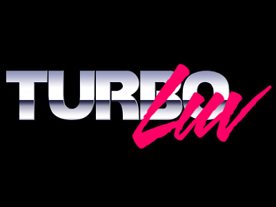 Turboluv logo 1 80s brand chrome lettering logo logotype neon retro symbol typo typography