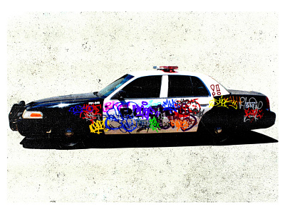 Above The Law art bombing car graffiti police poster print spraypaint tags vandalism wallart