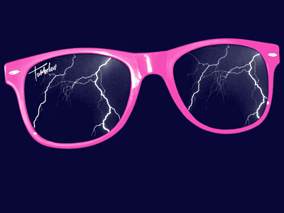 Stormwatch 80s apparel design graphic lightning pink retro shades storm sunglasses t shirt wayfarer