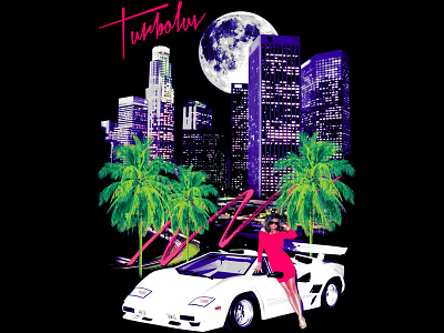 LA Drive 80s apparel car city design girl graphic la outrun retro t shirt