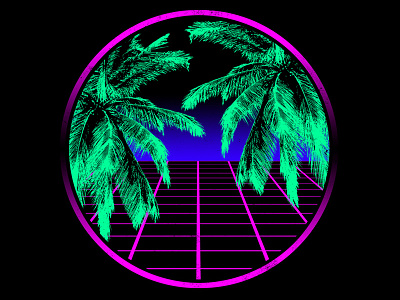Tropical Wave 80s eighties merchdesign outrun palms palmtree retrowave synthwave tropical tshirt tshirtdesign tshirtgraphic