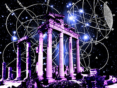 Astronomy allover ancient design digital greece landspace print ruins space sublimation