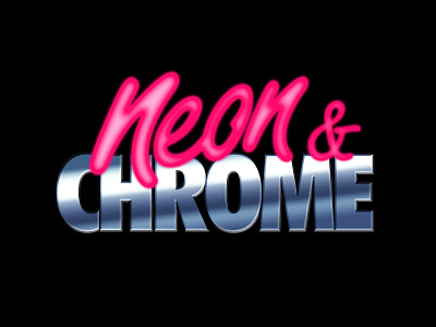 Neon and Chrome 80s apparel chrome design digital graphic logo neon print retro t shirt typography