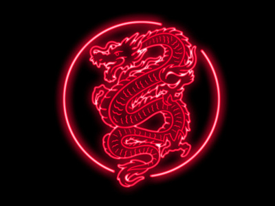 Neon Dragon 80s asia china japan neon retro sign vintage