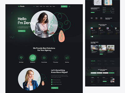 Dark Portfolio Template agency clean creative design illustration landing page logo modern portfolio ui ux