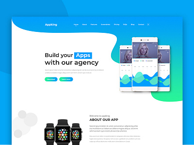 Appking - App Landing PSD Template agency app app landing app landing page app landing template app template digital app landing page landing page mobile mobile app landing page product landing page software