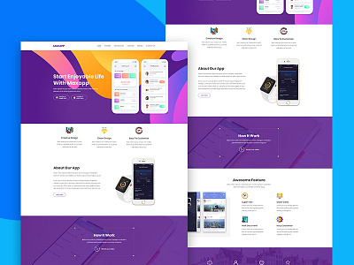 Maxapp - App Landing PSD Template app clean clean creative colorfull design landing page mobile apps uxui