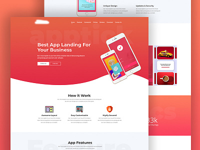 App landing PSD Template agency app app landing clean design landing page mobile apps ui