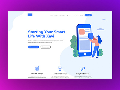 App Landing agency app clean creative design illustration landing page ui vector