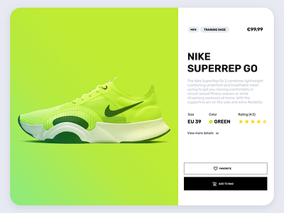 Daily UI :: Nike Product's page card chekcout credit design gradient green nike product sales shoes ui uidesign ux web