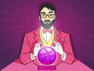 Hello Dribbble.....Amazing World Of Design amazing first illustration magical magicalball portrait shot subjective vector wizard