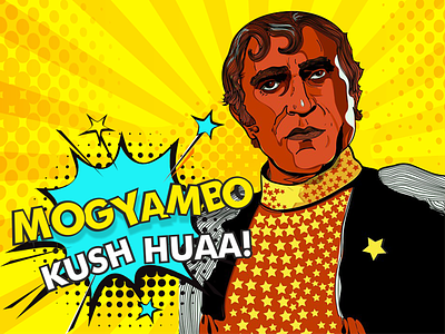 The Great Bollywood Actor "AMRISH PURI" actor character great illustration portrait vector