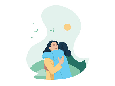 I Hug My Bff Once A Day! camping daily day fitness friend hug illustration once sunrise workout