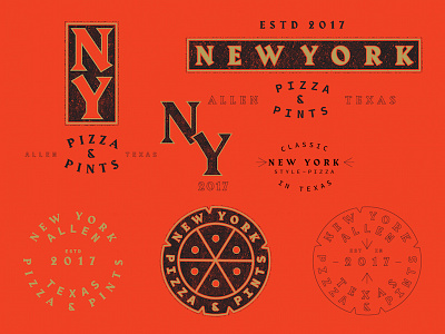 New York Pizza & Pints Pt.1 brand identity logo logotype manhole ny pizza restaurant stamp texas typography