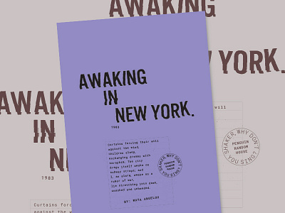 Awaking In New York glitch maya angelou new york poem stamp typography