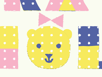 Sneak pic bear bow color block illustration