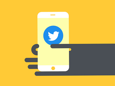 Tweet Tweet hand illustration phone tweet twitter yellow