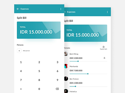 Split Bill Page Mobile Apps