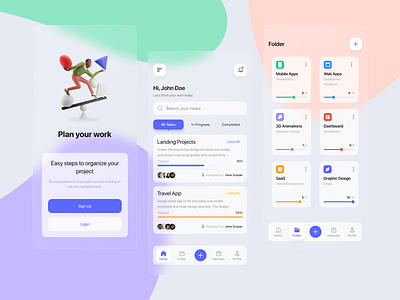 Plan your Work app ui design glassmorphism graphic design ui uiux