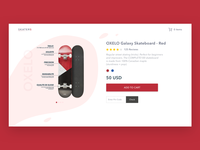 Skaters Product Detail website ui ux ui ux design webdeisgn ecommerce design product detail