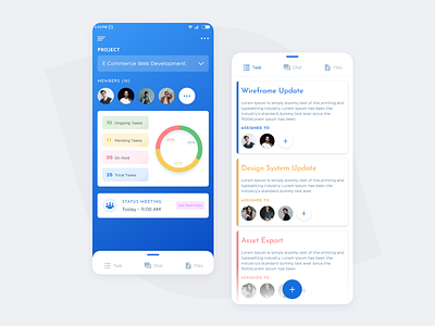 Project Management animation app design app ui blue design project management task task list task management ui kit uiux