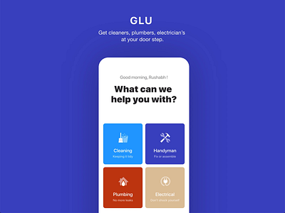GLU Home service on demand mobile app clone home service home services interaction design mobile app development company modern design ui urban clap ux