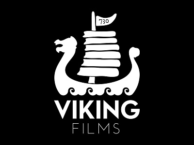 Viking films logo brand identidad gráfica identity logo marca viking films white on black