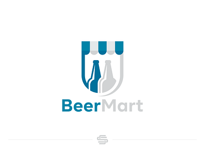 BeerMart bar beer bottle brewery cafe design drink flat icon liquare logo market minimal restaurant store vector