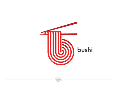 Bushi asian asian food b cafe chopstick design flat food icon initial japan letter letter b lettermark logo minimal restaurant seafood sushi vector
