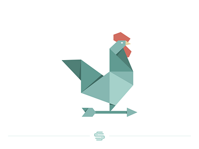 PaperCraft Rooster animal bird chicken design egg farm flat illustration logo minimal origami papercraft rooster vector