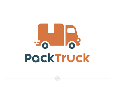PackTruck auotomobile box car cargo deliver delivery design flat gift icon illustration logistic logo minimal order shipping truck vector