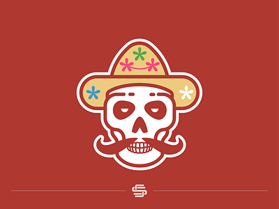 Mexican Skull barber day of the dead death design flat hat head icon illustration logo man mexican mexican skull minimal skull vector