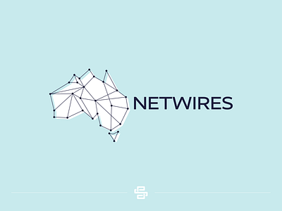 Netwires australia australia map australian ausy computer cyber design flat icon lines logo map minimal net network protect security tech technology vector