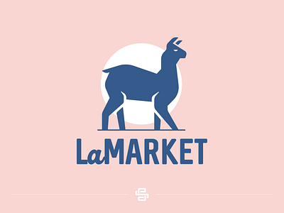 LaMarket animal design flat icon illustration lama logo market mart minimal vector wild