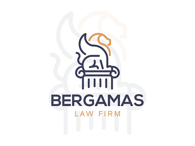 Bergamas attorney column court design flat icon justice law lawyer lion logo minimal vector