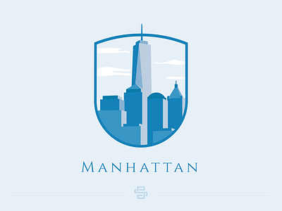 Manhattan architecture building cities city design flat logo manattan metropol minimal newyork real estate shield skyscraper tour travel united states us usa vector