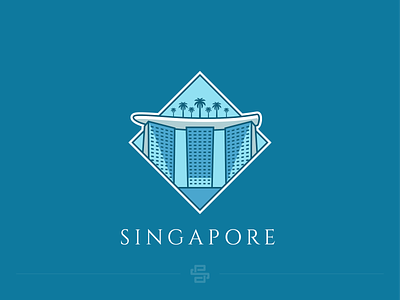 Singapore asia building cities city design flat icon logo minimal singapore skyscraper tour travel vector