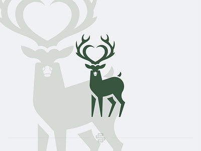 Deer Heart animal buck deer design flat forest green heart horn illustration logo minimal nature vector wild