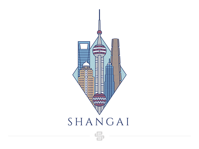 Shangai architecture asia build building capital china cities city design flat illustration logo metropol metropolis minimal shangai skyscraper vector