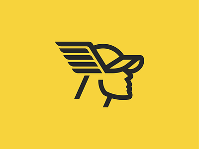 Winged Hat cap character design energy hat head human logo man minimal monoline people sport sports strong vector wing winged wings young